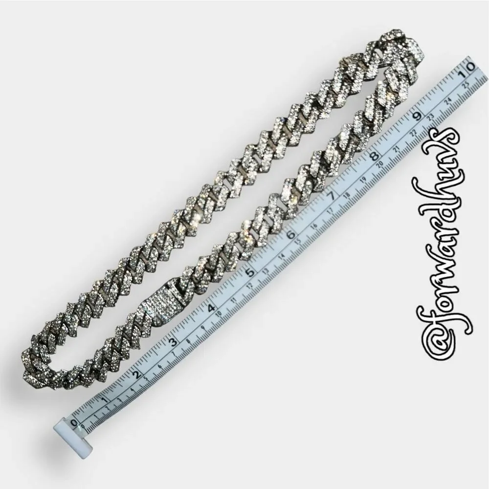 Silver Tone Rhinestone Covered Bling Necklace with Hidden Clasp
